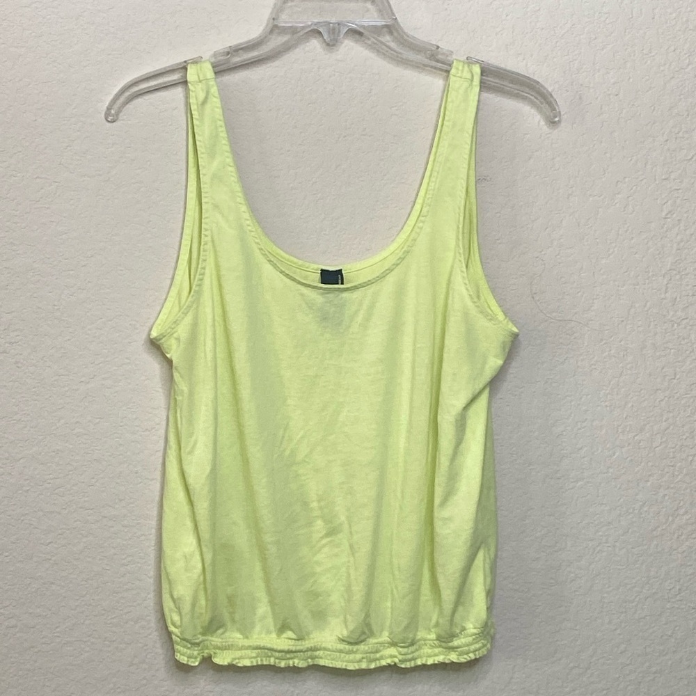 Bobi Smocked Bottom Tank Neon Green Size L